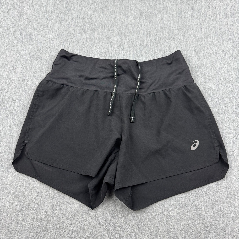 Asics Shorts Womens Small Black Road 2-N-1 Performance Jogging Gym Workout Train